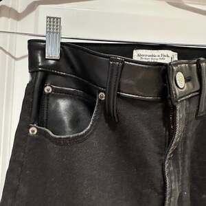 Abercrombie & Fitch Vegan Leather Ankle Straight Ultra High Rise Black Jeans